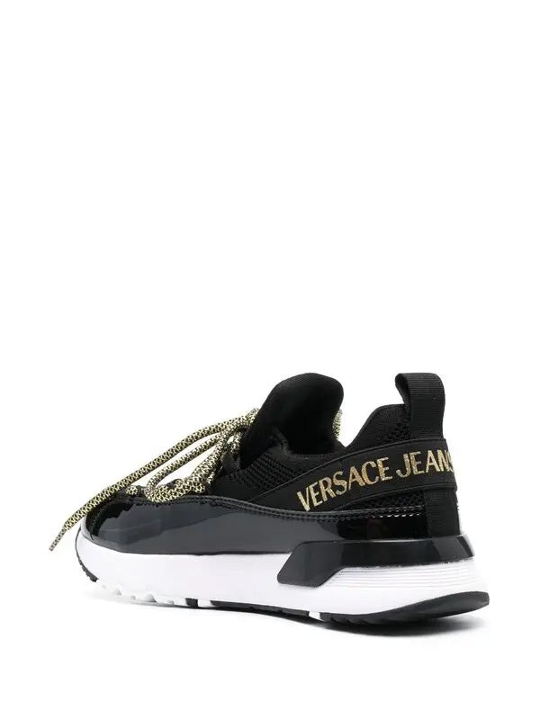 Versace Jeans Couture Black Low-Top Chunky Sneakers with Gold Accents