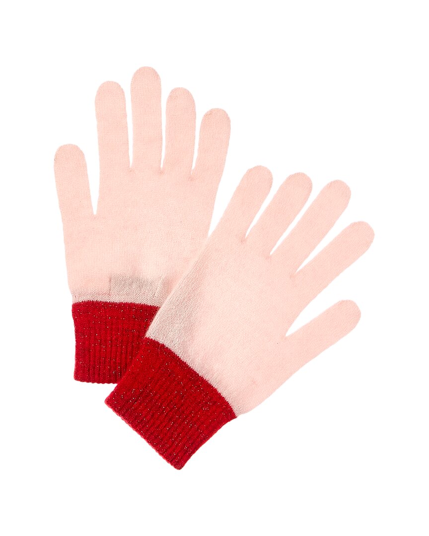 Brodie Cashmere Lurex Cuff Cashmere Gloves Pink One Size