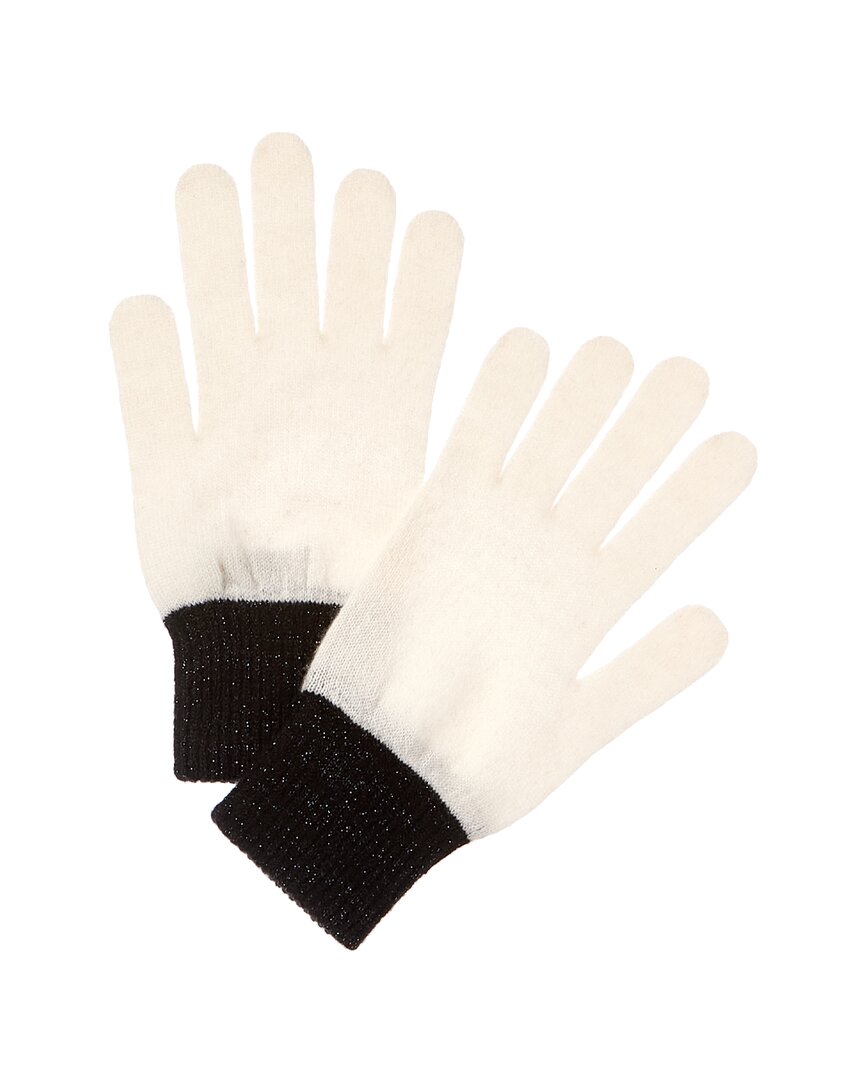 Brodie Cashmere Lurex Cuff Cashmere Gloves White One Size