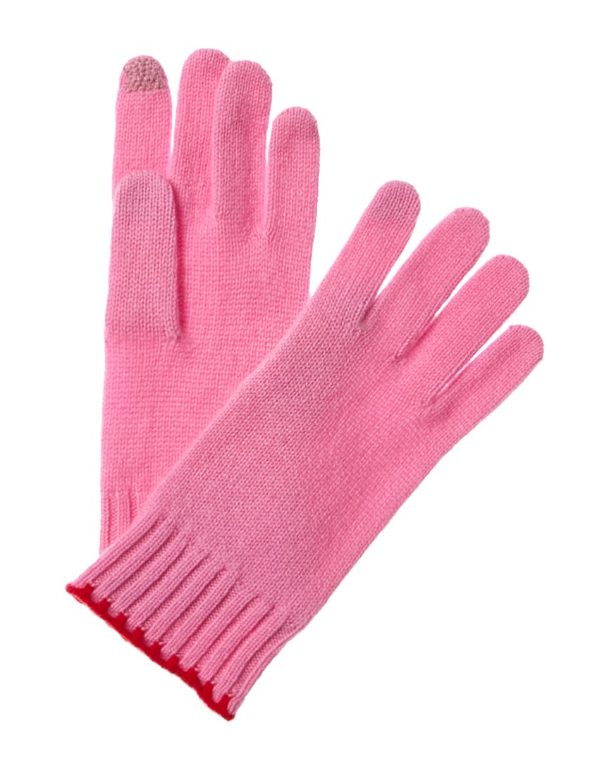 Hannah Rose Whipstitch Edge Cashmere Gloves Pink One Size