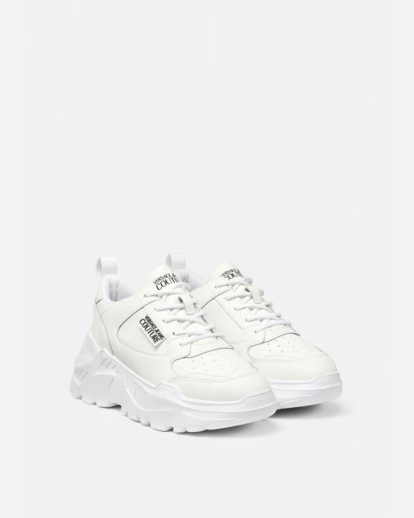 Versace Jeans Couture Womens White Chunky Sole Retro Sneakers