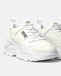 Versace Jeans Couture Womens White Chunky Sole Retro Sneakers