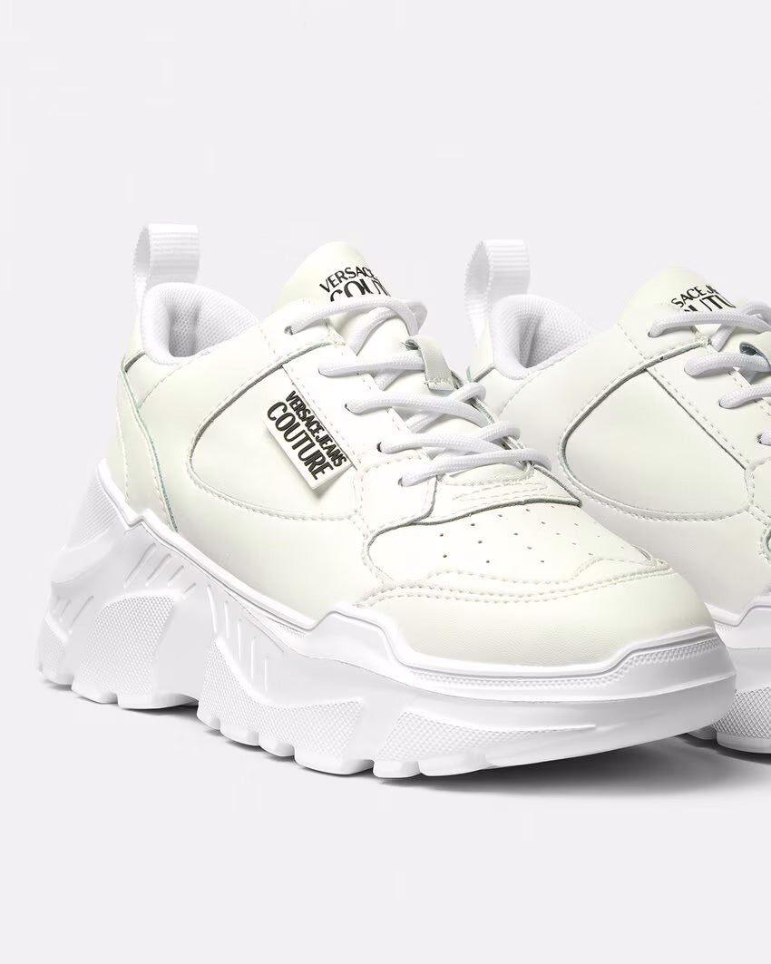 Versace Jeans Couture Womens White Chunky Sole Retro Sneakers