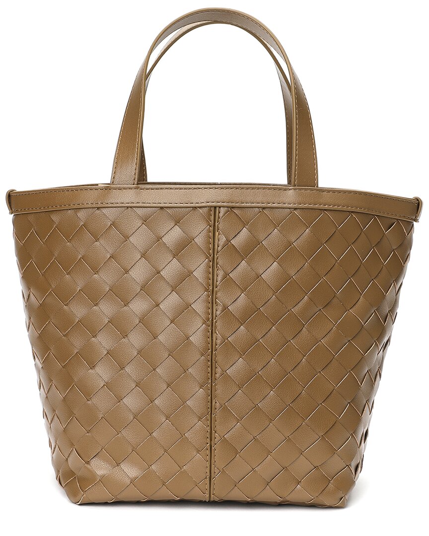 Tiffany & Fred Paris Woven Leather Top Handle Shoulder Bag Caramel ONE SIZE