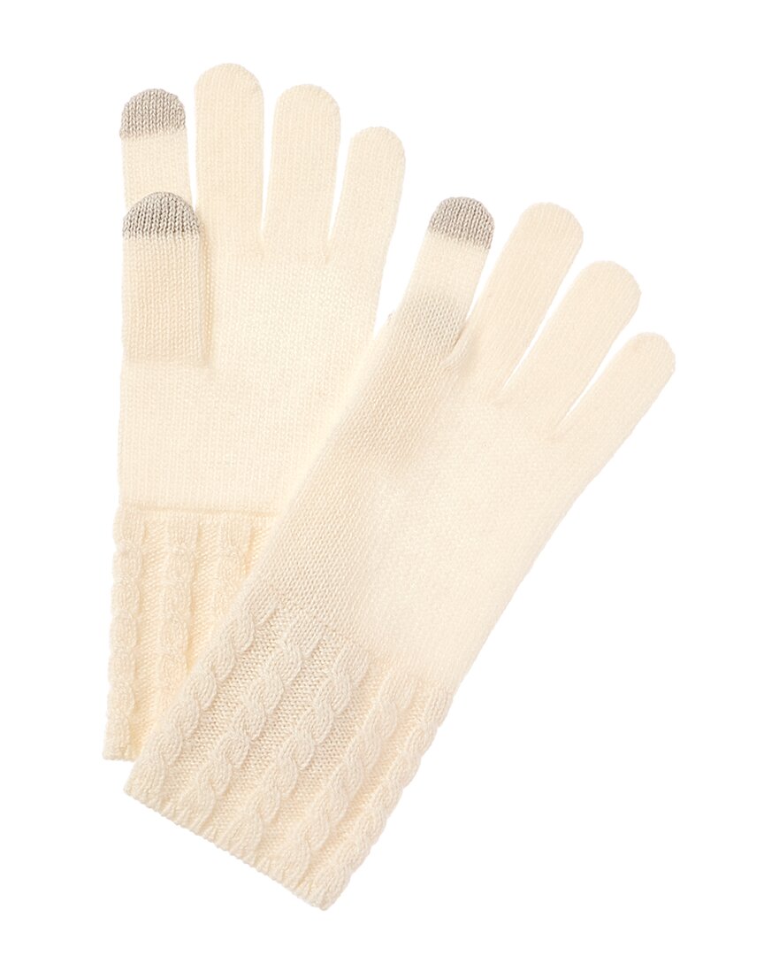 Amicale Cashmere Cable Knit Cuff Cashmere Tech Gloves