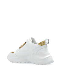 Versace Jeans Couture Chunky White Sneakers with Gold Glitter Detail