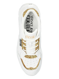 Versace Jeans Couture Chunky White Sneakers with Gold Glitter Detail