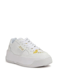 Versace Jeans Couture White Baroque Accent Platform Sneakers