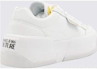 Versace Jeans Couture White Baroque Accent Platform Sneakers