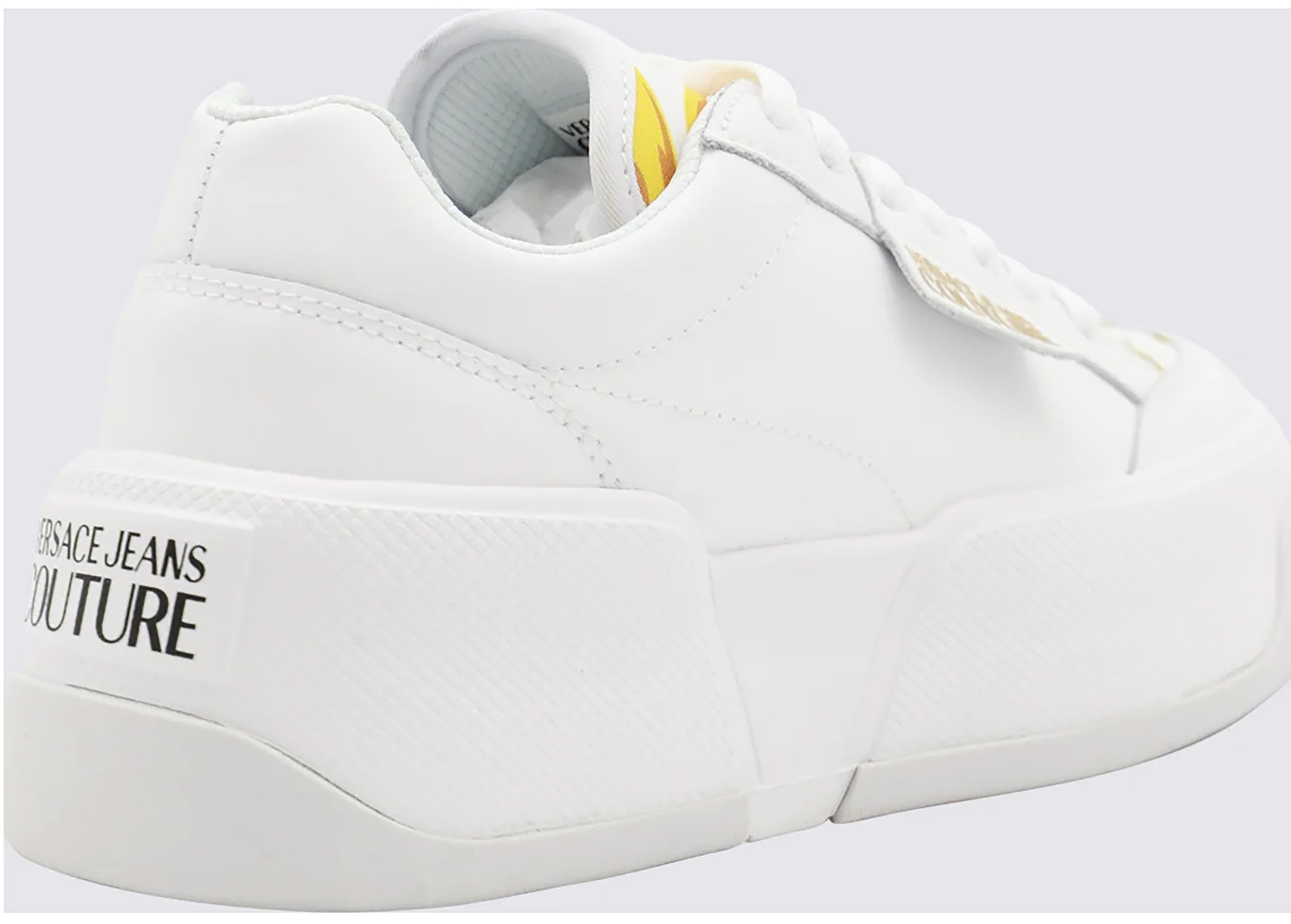 Versace Jeans Couture White Baroque Accent Platform Sneakers