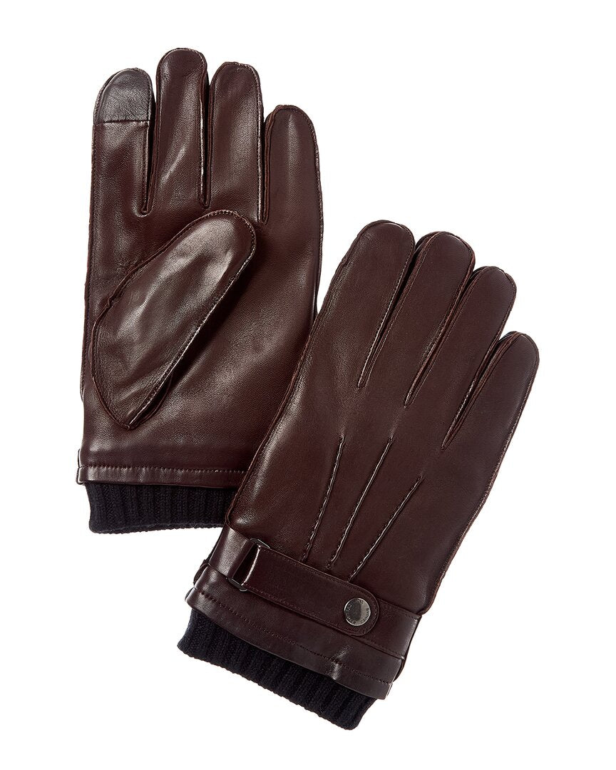 Brooks Brothers Brooks Brothers Belted Wool-Trim Leather Gloves