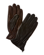 Bruno Magli Two-Tone Cashmere-Lined Leather Gloves