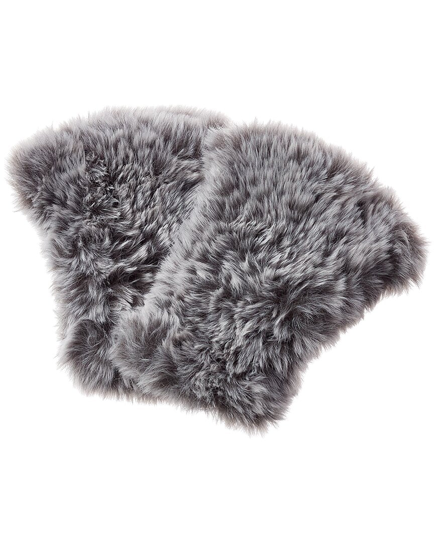 Surell Accessories Faux-Fur Knit Fingerless Mittens