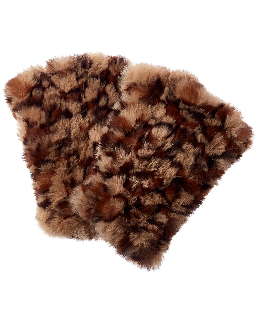Surell Accessories Faux-Fur Knit Fingerless Mittens
