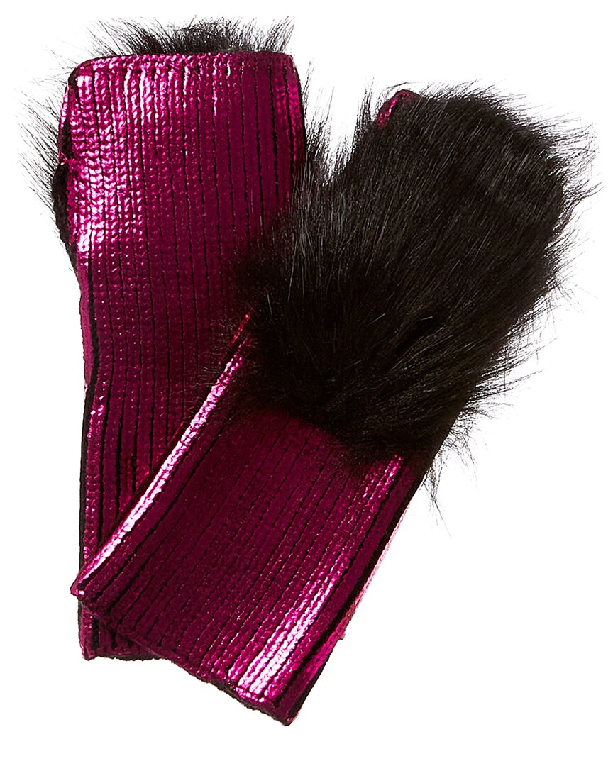Adrienne Landau Metallic Gloves One Size Pink