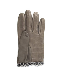 Chanel Grey Leather Gloves
