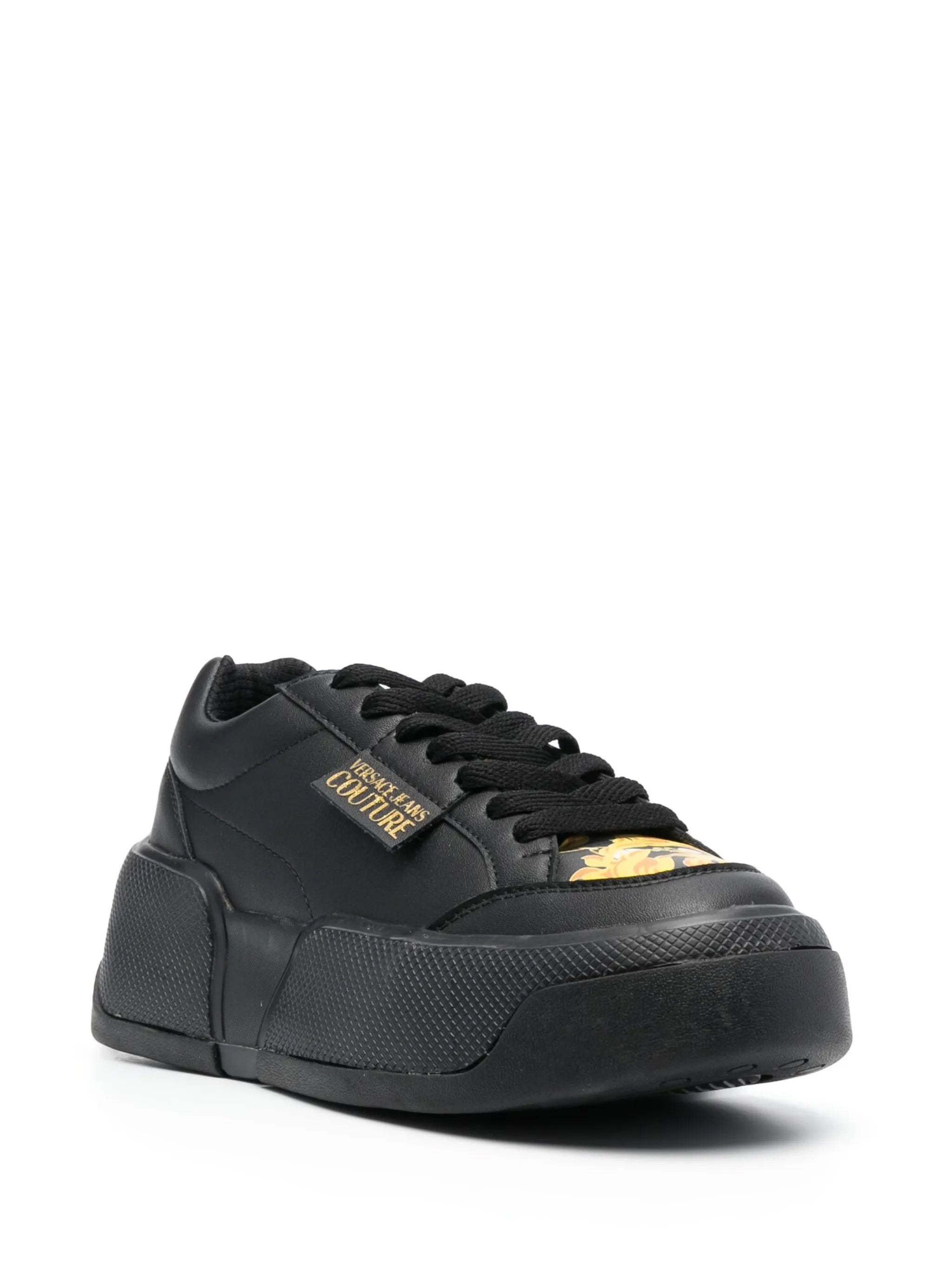 Versace Jeans Couture Chunky Black Baroque Low-Top Sneakers