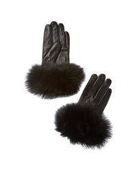 La Fiorentina Leather Gloves, Black