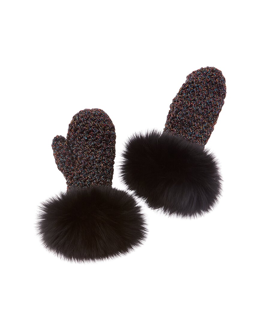 Surell Accessories Fleece-Lined Knit Mittens Black One Size