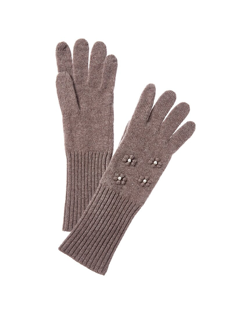 Hannah Rose Bobble & Pearl Cluster Cashmere Gloves