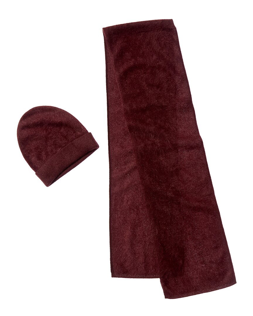 Amicale Cashmere Brushed Cashmere Hat & Scarf Set