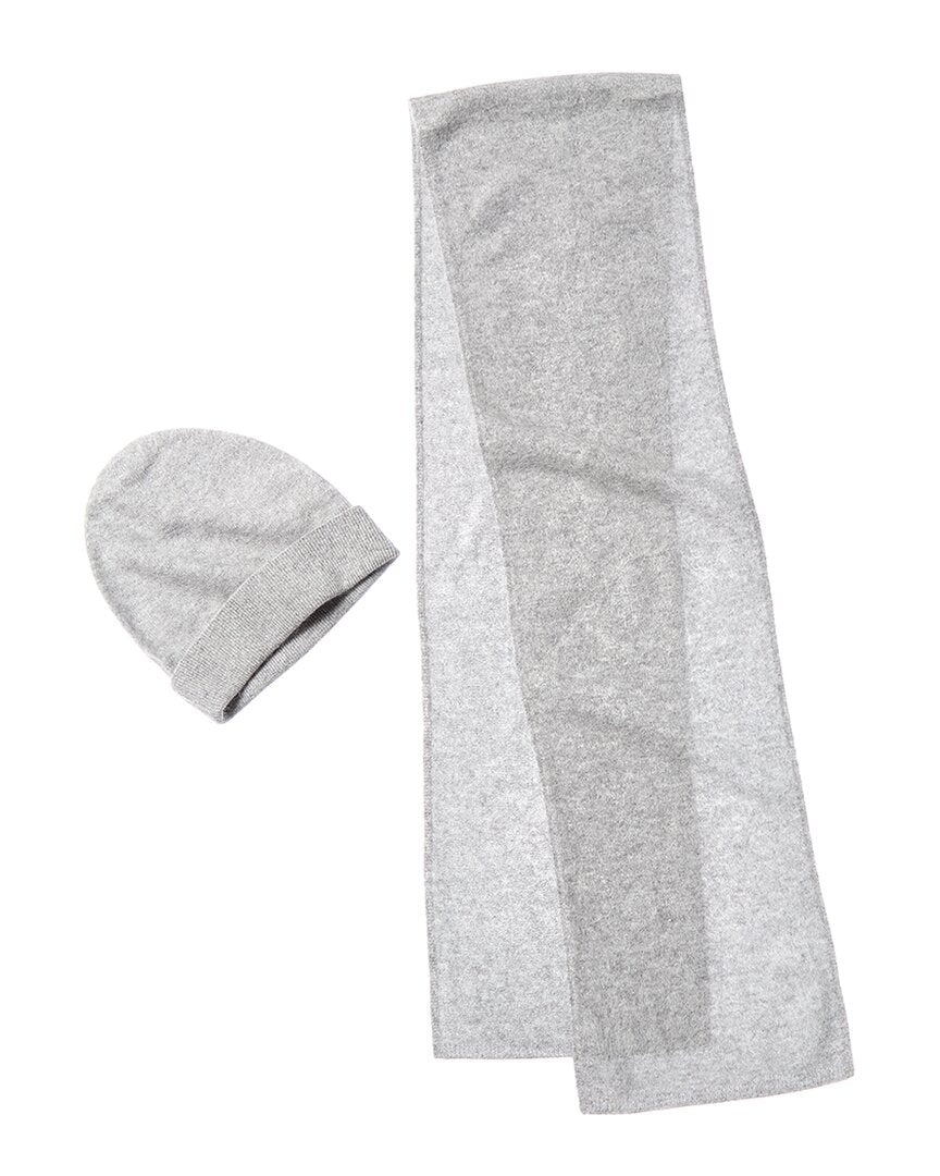 Amicale Cashmere Brushed Cashmere Hat & Scarf Set