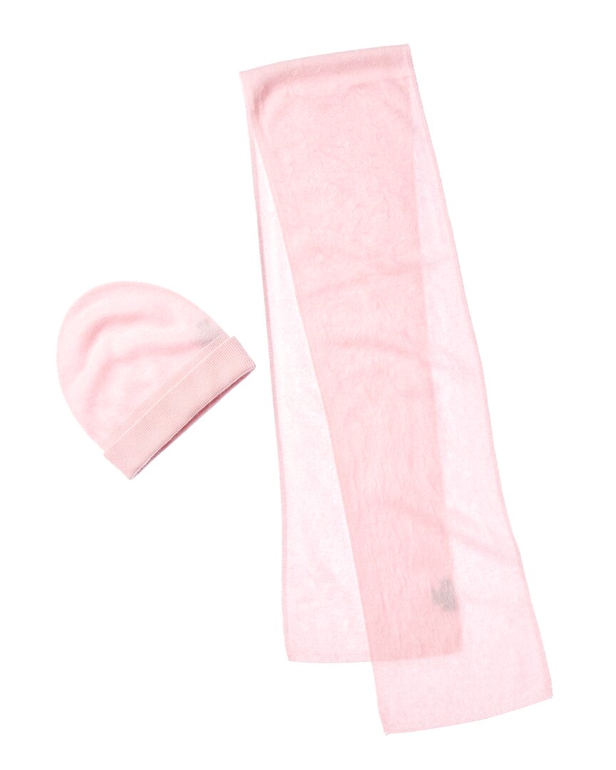 Amicale Cashmere Brushed Cashmere Hat & Scarf Set