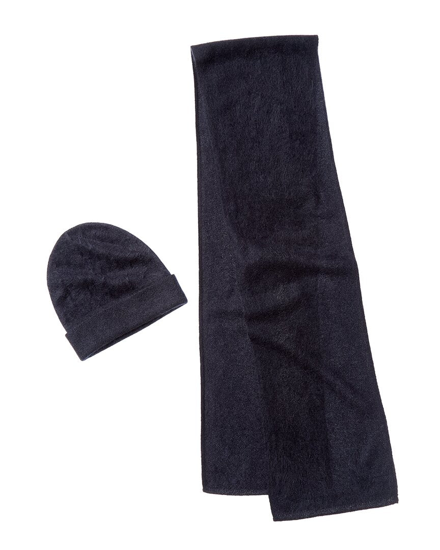 Amicale Cashmere Brushed Cashmere Hat & Scarf Set