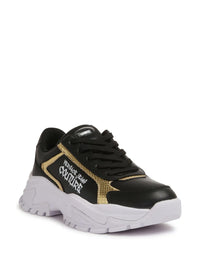 Versace Jeans Couture Chunky Black & Gold Accent Sneakers with Bold Sole