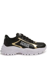 Versace Jeans Couture Chunky Black & Gold Accent Sneakers with Bold Sole