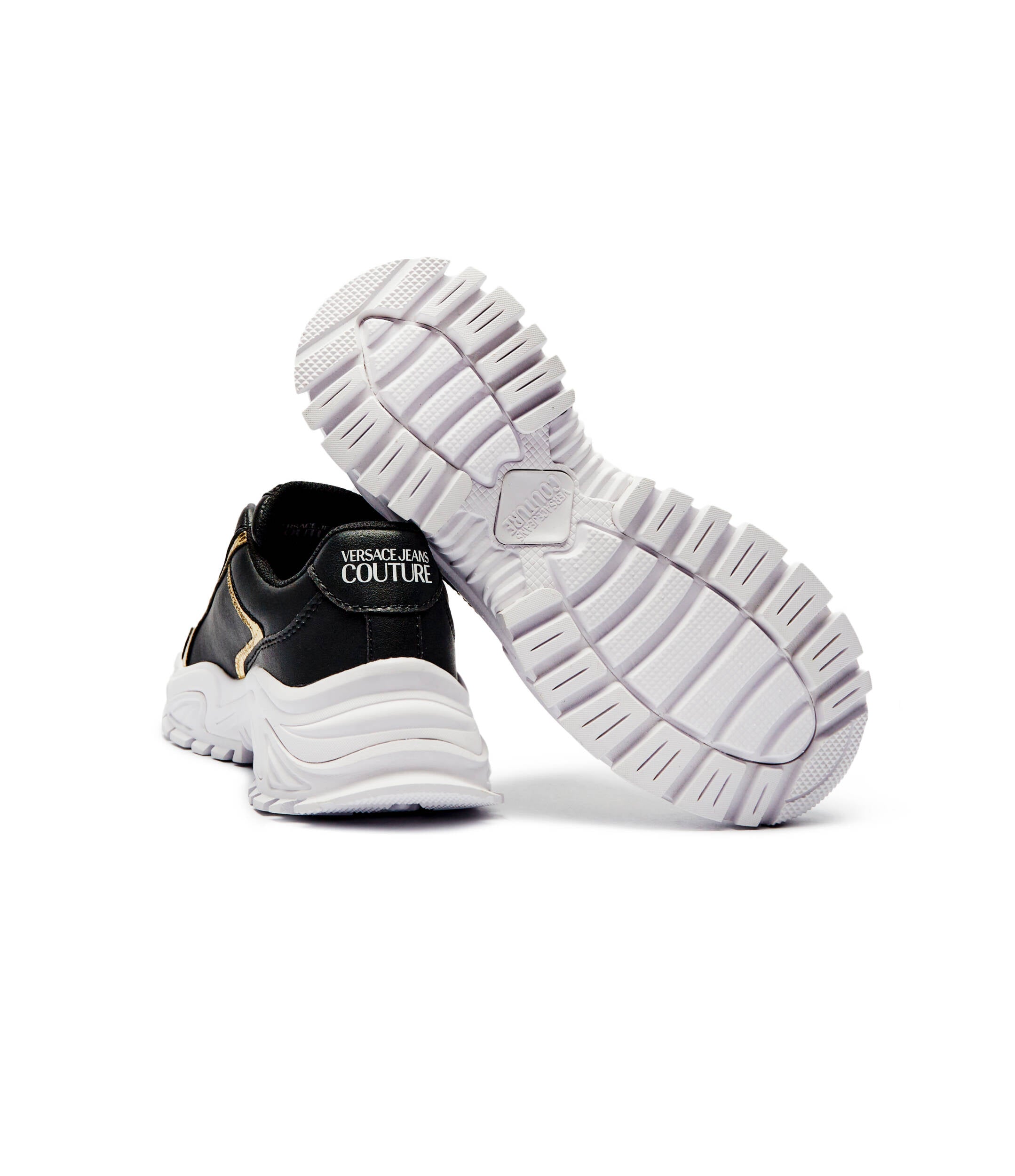 Versace Jeans Couture Chunky Black & Gold Accent Sneakers with Bold Sole