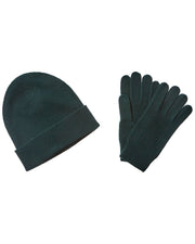 Qi 2Pc Ribbed Cashmere Hat & Glove Set