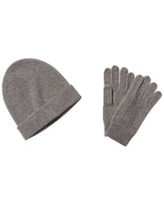 Qi 2Pc Ribbed Cashmere Hat & Glove Set