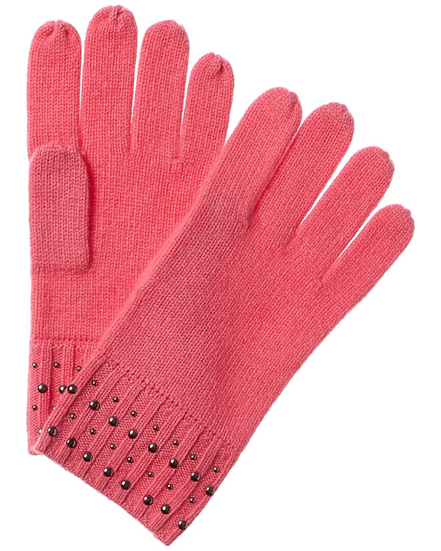 Forte Cashmere Fashion Studded Cashmere Gloves One Size Pink