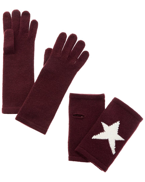 Hannah Rose Star Intarsia 3-In-1 Cashmere Tech Gloves