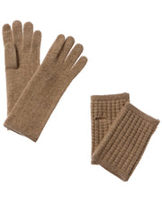 Hannah Rose Waffle Stitch 3-In-1 Cashmere Tech Gloves