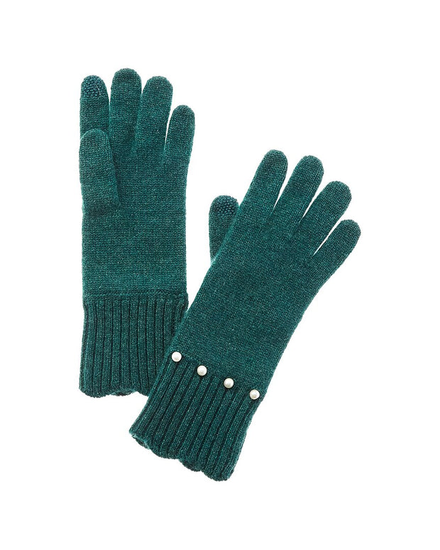 Hannah Rose Pearl & Scallop Trim Cashmere Gloves