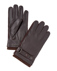 Hickey Freeman Wool-Trim Leather Gloves