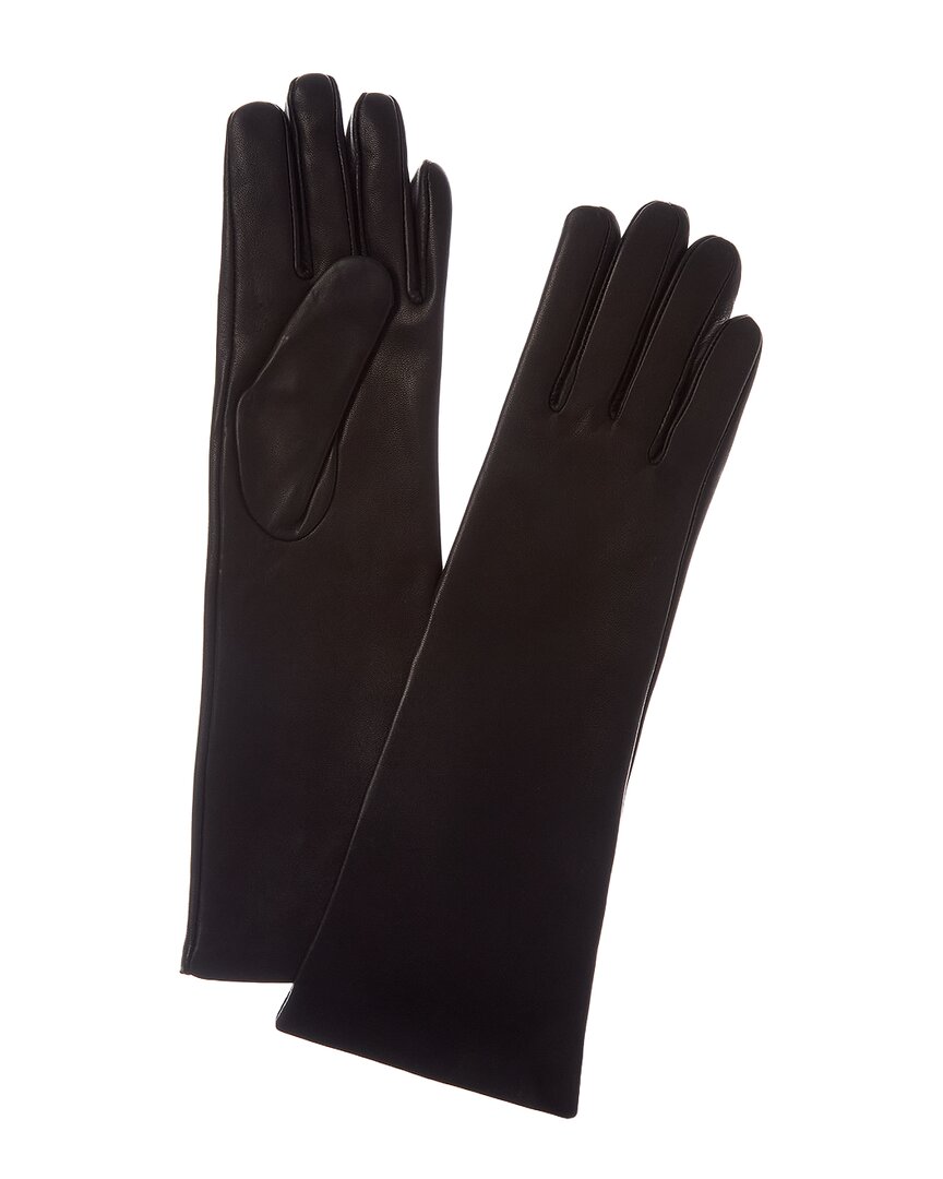 Sofiacashmere Mid-Length Cashmere-Lined Nappa Leather Gloves