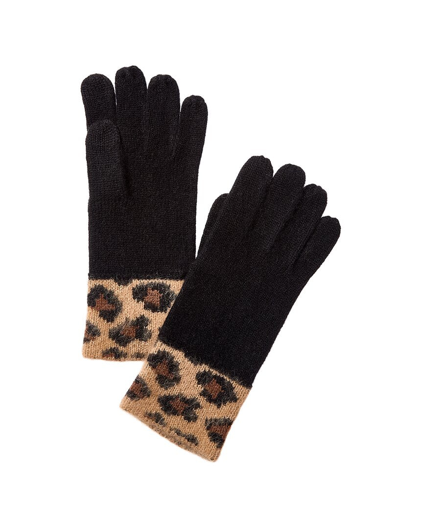 Bruno Magli Leopard Jacquard Cuff Cashmere Tech Gloves