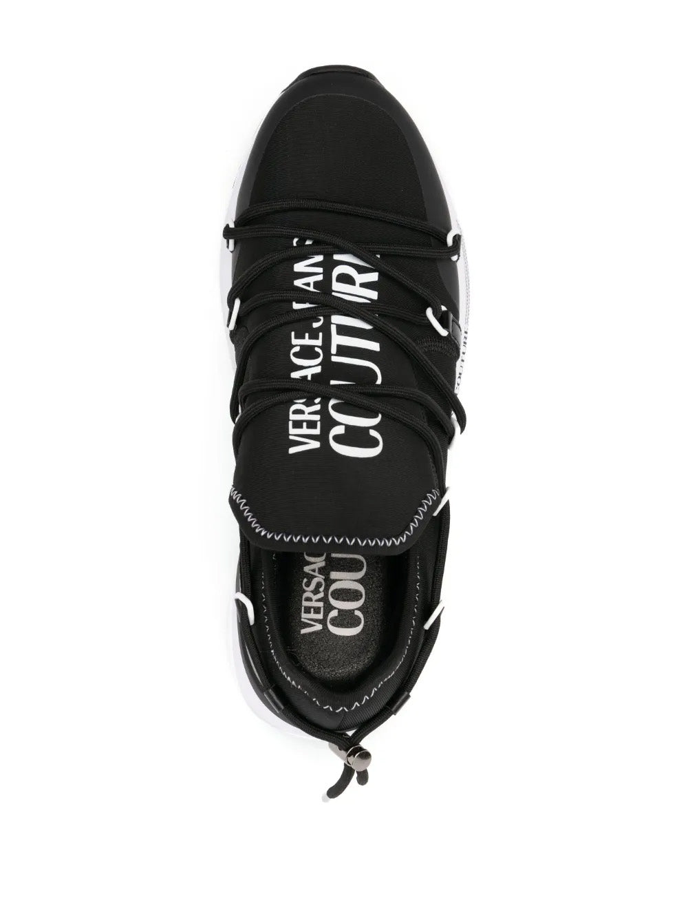 Versace Jeans Couture Black Mesh Slip-On Sneakers with Contrast Sole