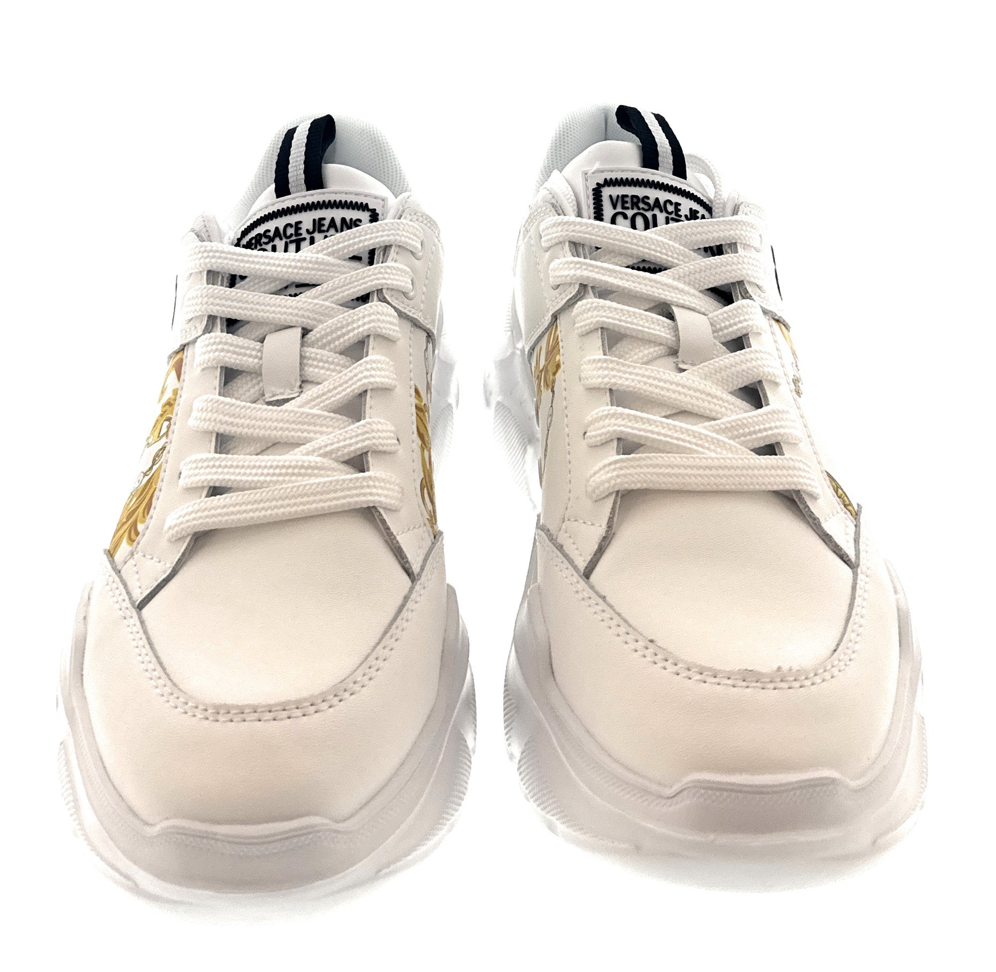 Versace Jeans Couture White/Gold Mens Baroque Panel Sneakers
