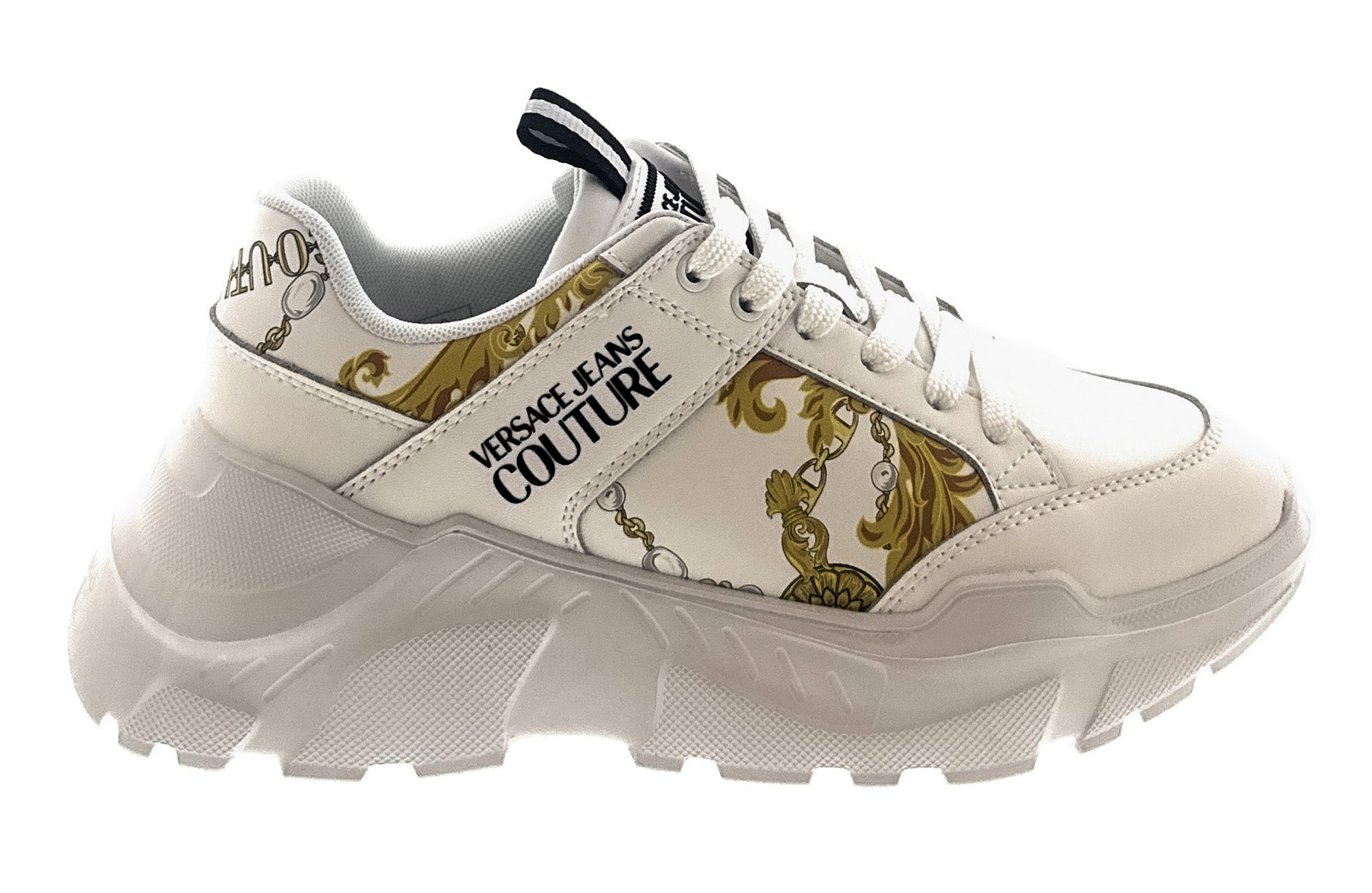 Versace Jeans Couture White/Gold Mens Baroque Panel Sneakers