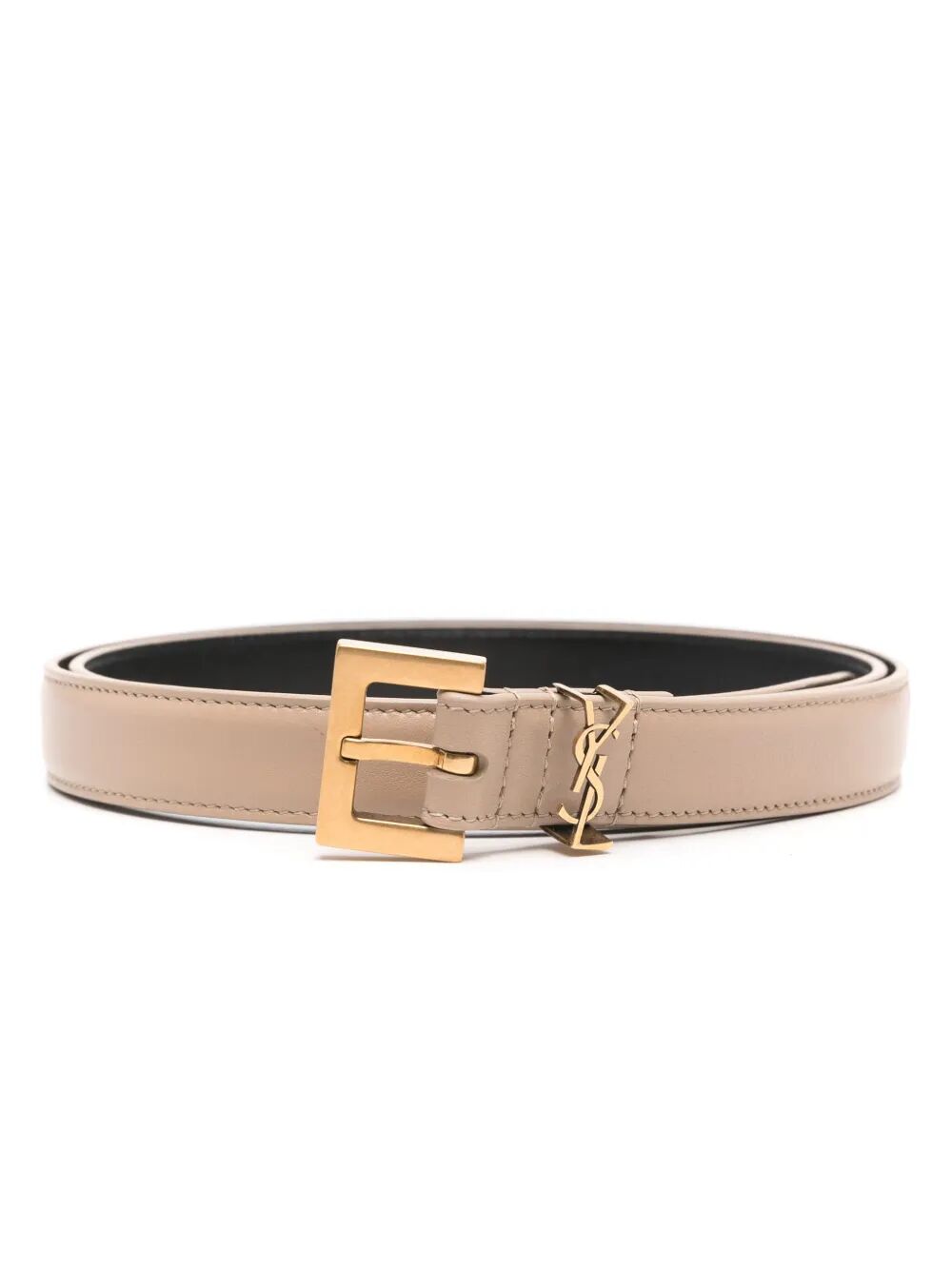 SAINT LAURENT PARIS Cassandre Thin Belt With Square Buckle In Box Leather Women