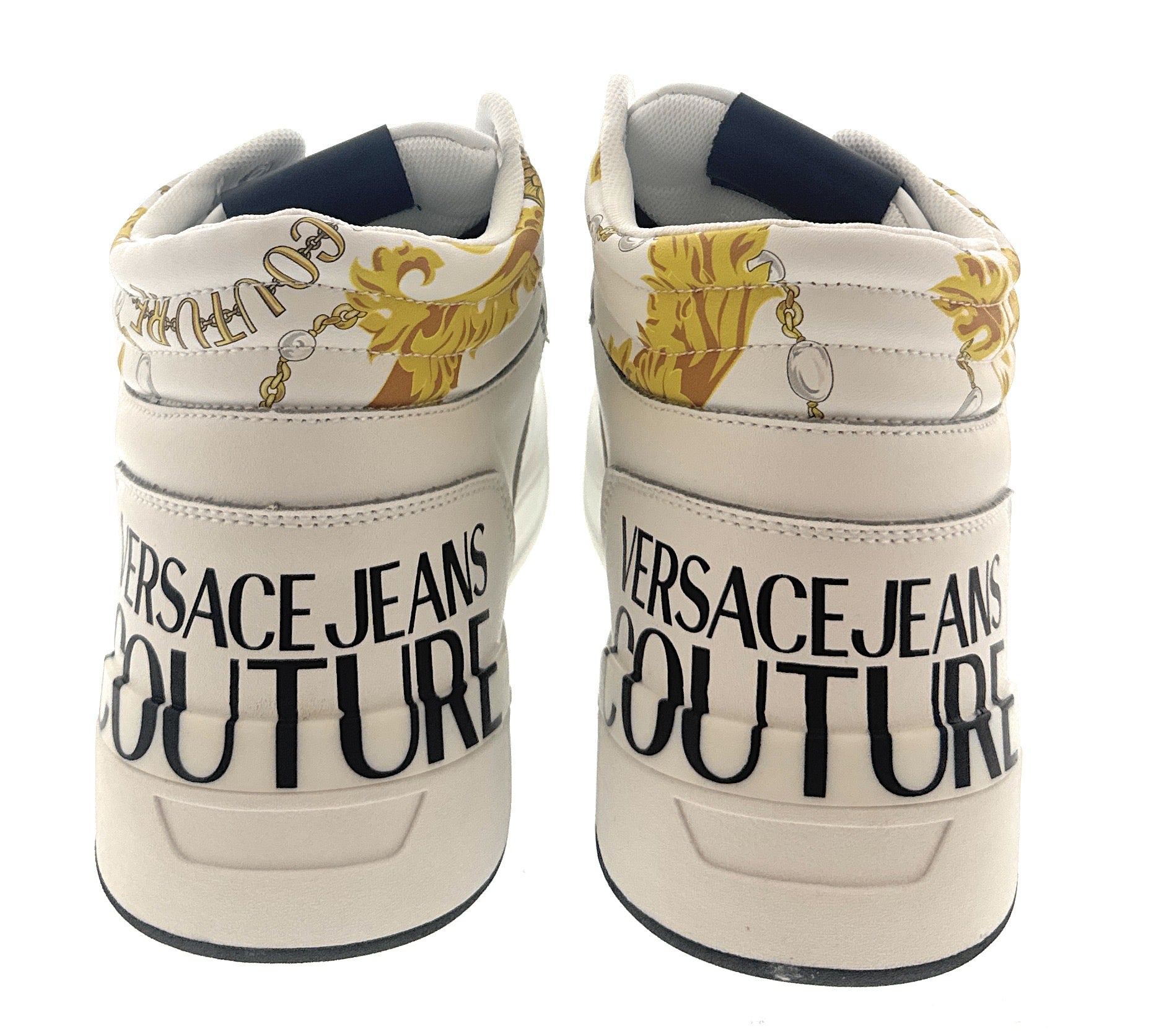 Versace Jeans Couture White/Gold Signature Logo Classic Mens Sneakers