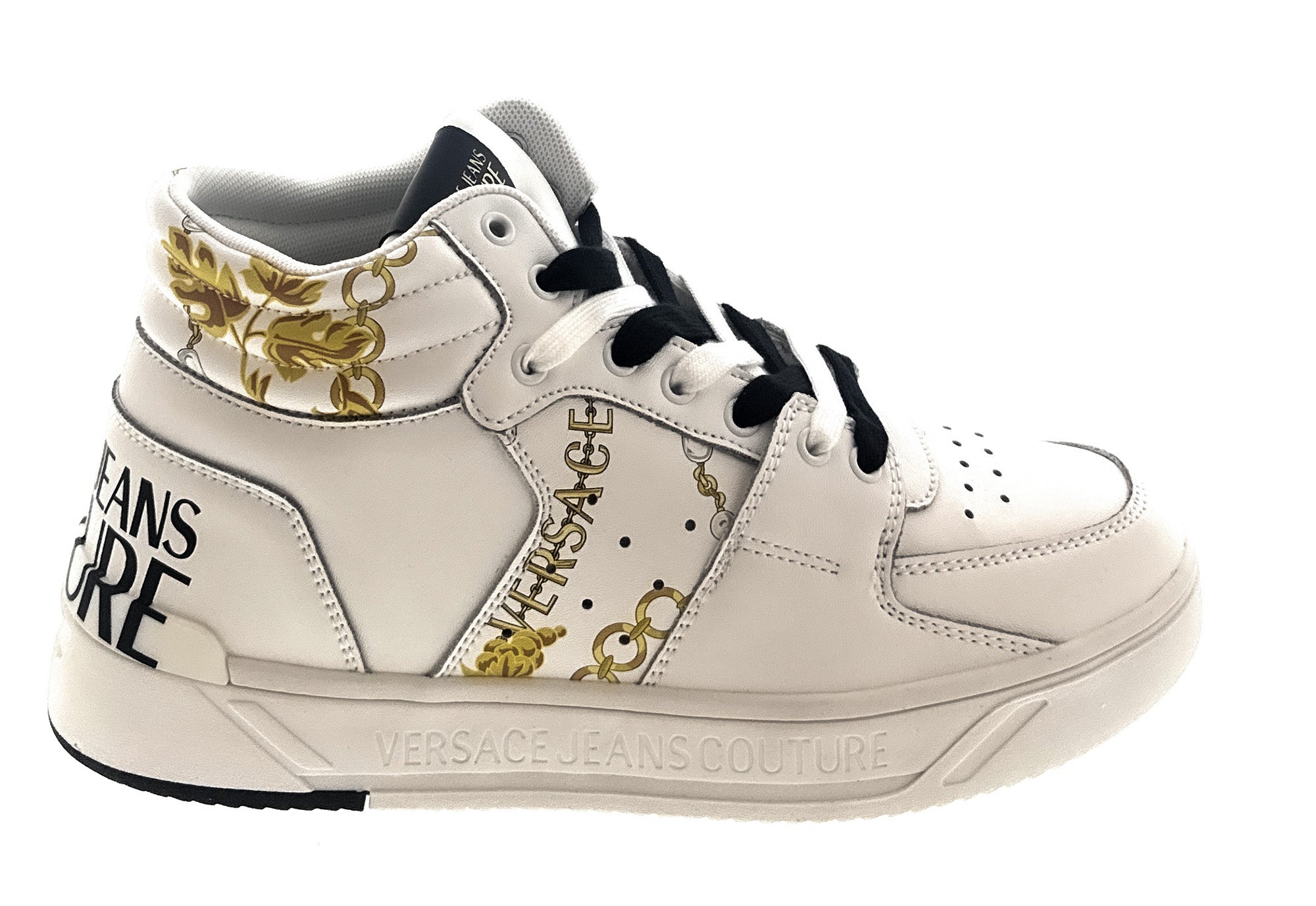 Versace Jeans Couture White/Gold Signature Logo Classic Mens Sneakers