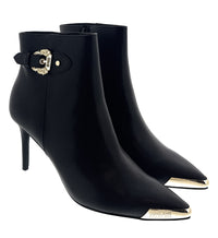 Versace Jeans Couture Ornate Buckle Heeled Ankle Boots-