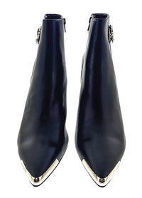 Versace Jeans Couture Ornate Buckle Heeled Ankle Boots-