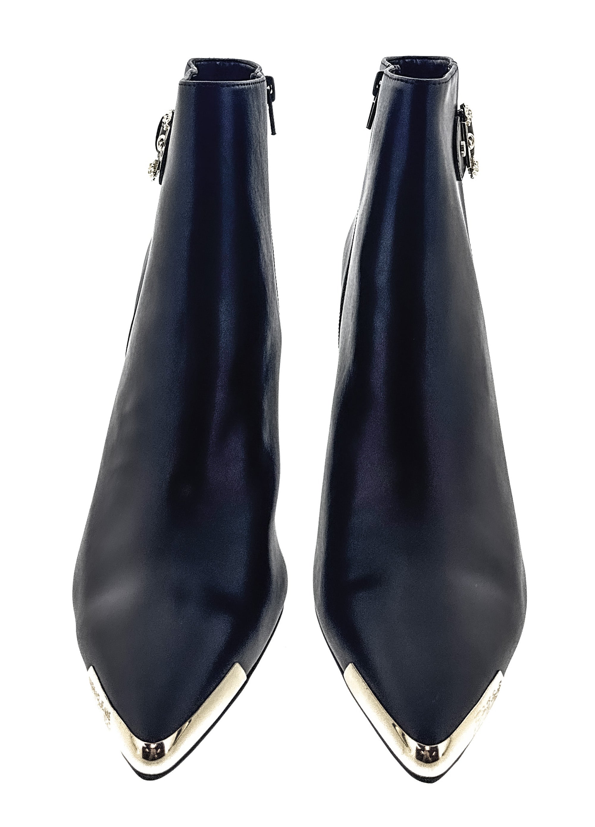 Versace Jeans Couture Ornate Buckle Heeled Ankle Boots-