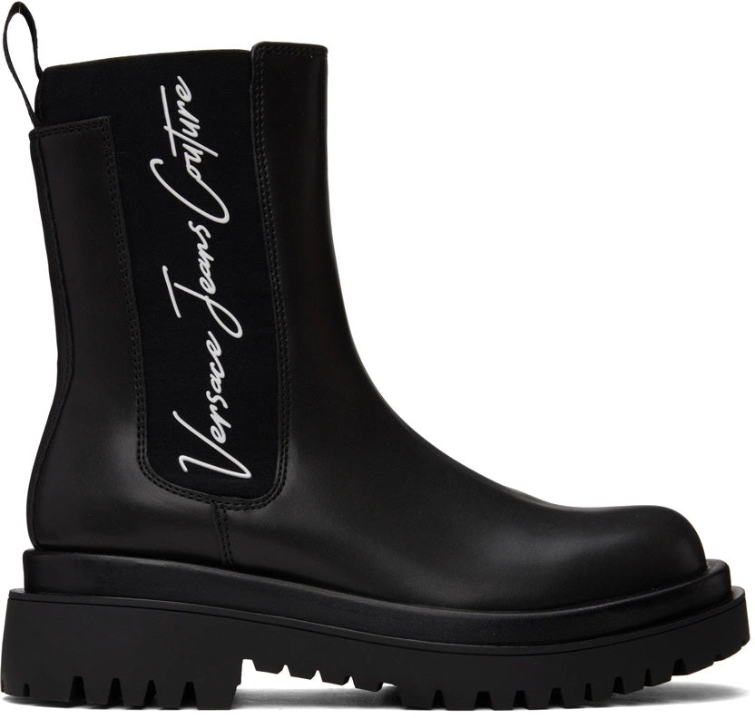 Versace Jeans Couture Chunky Sole Black Womens Chelsea Boots-